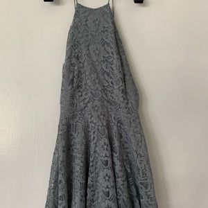Blue- grey halter lace dress
